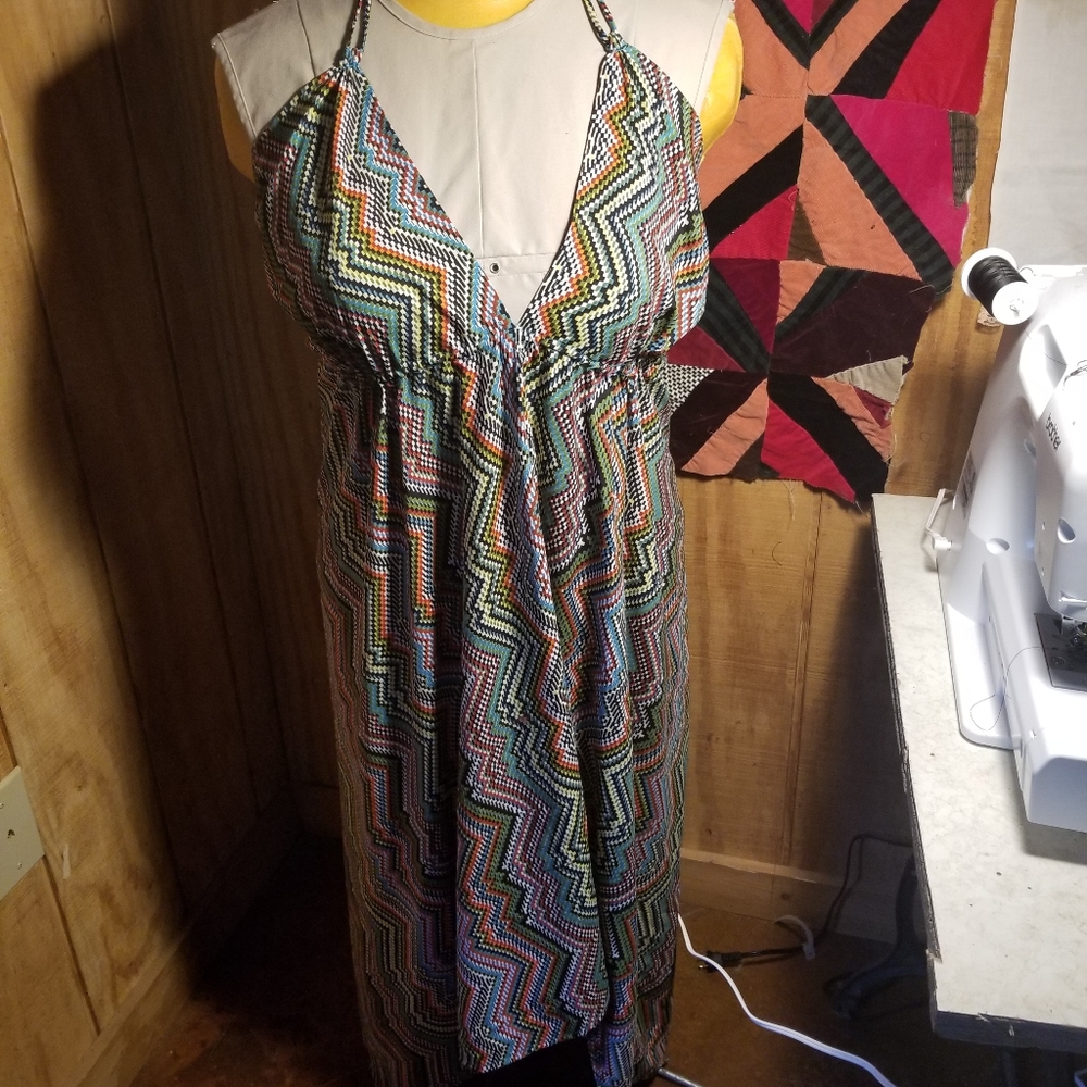 Women's urban nomad geometric printed halter dress